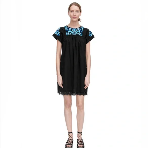 sachin and babi light blue dress Made from 100% cotton with delicate embroidered motifs, the Raquel Twill  group — featuring a blouse, pant, and dress — brings artistry to everyday  dressing. #Rebecca Taylor main image 1